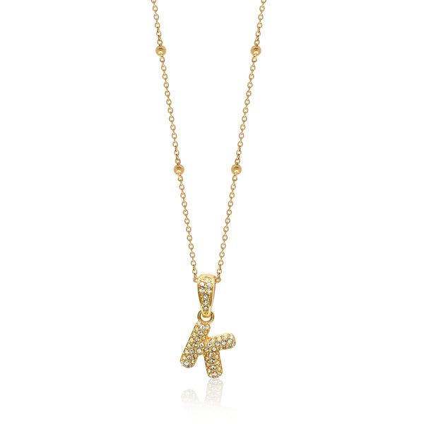 Puffy Pave Initial Necklace | Noho